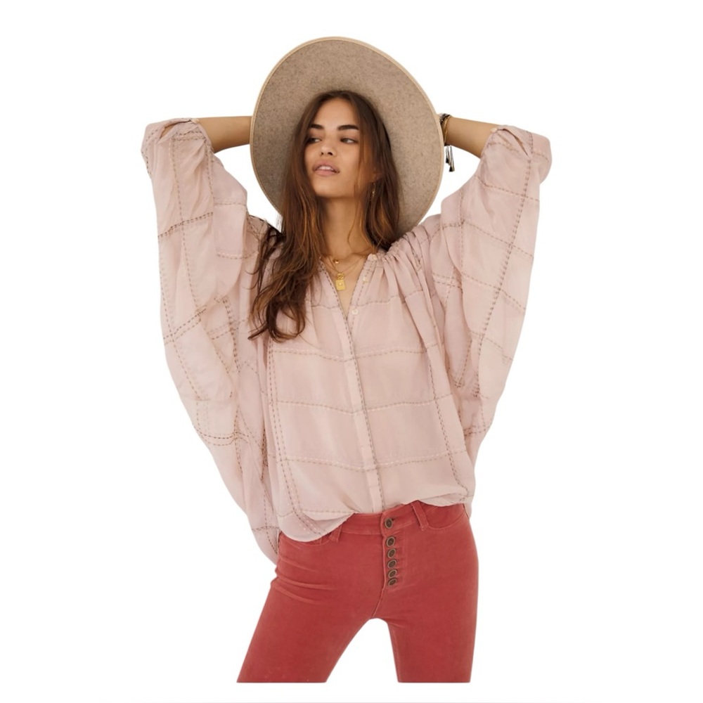 Anthropologie Sarabeth Textured Boho Buttondown Shirt